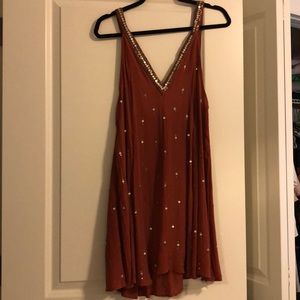Free people sequin slip dress in terra cotta